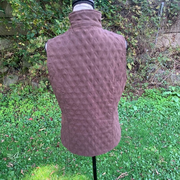 Vintage Nomadic Traders Brown and blue quilted zip up vest with pockets - Picture 2 of 12